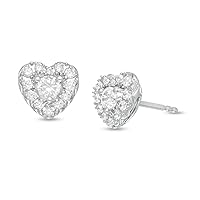 1/2 CT. T.W.Round Cut Clear D/VVS1 Diamond Heart Frame Stud Earrings For Girls In 10K White Gold Plated 925 Sterling Silver