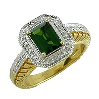 Stunning Chrome Diopside Octagon Shape 6X8MM Natural Earth Mined Gemstone 14K Yellow Gold Ring Wedding Jewelry for Women & Men