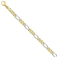 14k Yellow and White Gold Two-tone 7.85mm Polished Fancy Link Chain Length 9 Inch