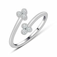 Created Round Cut White Diamond in 925 Sterling Silver 14K White Gold Over Diamond Three-Stone Adjustable Toe Ring for Women's & Girl's