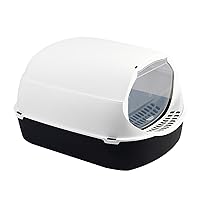 Cat Litter Box with Lid Fully Enclosed Cat Toilet Pet Supplies for Small Animals Rabbit Detachable Easy to Install Litter Pan Potty Toilet, Black