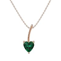 VVS Gems Certified Classic 10K Gold Heart Shape 0.5 Carats Created Gemstone Solitaire Pendant Necklace for Women, Birthstone Jewelry
