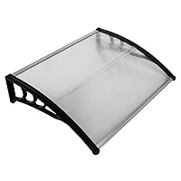 Window Awnings for Doors Canopy 40''x40'', Polycarbonate Cover Front Door Outdoor Patio Awning Canopy UV Rain Snow Sunlight Protection Hollow Sheet, White Board & Black Bracket