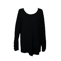 Alfani Womens Plus Ribbed Knit Embellished Tunic Sweater Black 0X