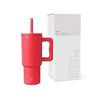 Simple Modern Kids 24 oz Tumbler with Handle and Silicone Straw Lid | Spill Proof and Leak Resistant | Reusable Stainless Steel Bottle | Gift for Kids Boys Girls | Trek Collection | Radiate Red