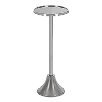 Kate and Laurel Sanzo Modern Decorative Pedestal Side Table with Hammered Tabletop for Indoor Plant Stand, 9x9x23, Silver