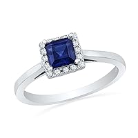 DGOLD Sterling Silver Blue Sapphire and Round Diamond Engagement Ring (0.85 Cttw) (7)