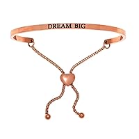 Intuitions Stainless Steel Pink Finish dream Big Adjustable Friendship Bracelet