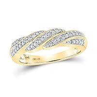 The Diamond Deal 10kt Yellow Gold Womens Round Diamond Diagonal Row Band Ring 1/4 Cttw