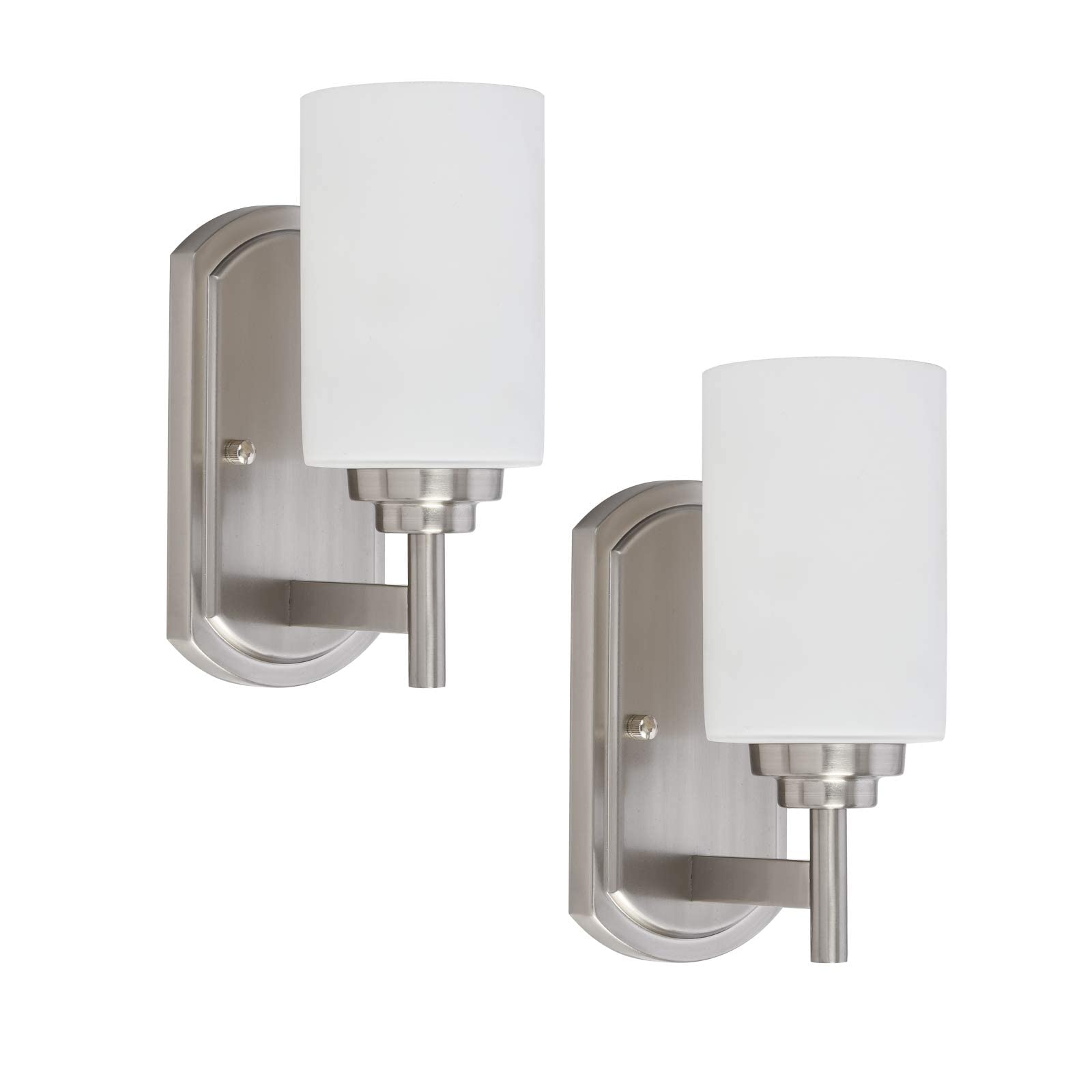 Galtlap Modern Wall Sconces Set of 2, Bathroom Vanity Lights with White Frosted Glass, Wall Lighting Fixtures Satin Nickel for Entryway Over Mirror Living Room Bedroom
