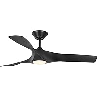 Progress Lighting Ryne Collection 52-Inch 3-Blade Matte Black LED Transitional Indoor/Outdoor DC Ceiling Fan