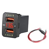 2 in 1 36W Car QC3.0 Fast Charger 12V Dual USB Phone Socket Voltage Display Accessory for Toyota Accessories