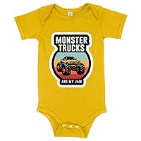 Monster Trucks Are My Jam Baby Jersey Onesie - Funny Truck Onesie - Vintage Onesie