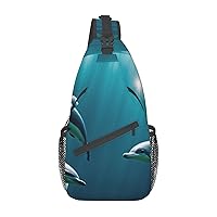 Dolphin Under The Sea Cross Chest Bag Diagonally Multi Purpose Cross Body Bag Travel Hiking Backpack Men And Women One Size