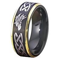 FREE Custom Engraving The Legend of Zelda Ring Royal Triforce Ring Zelda Cosplay Ring Wolf Link Ring - 8mm Width Silver/Blue/Black/Gold/Rose Gold Step Tungsten Carbide Wedding Bands Ring