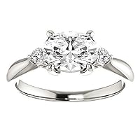 10K Solid White Gold Handmade Engagement Rings 2.25 CT Oval Cut Moissanite Diamond Solitaire Wedding/Bridal Ring Set for Women/Her Propose Rings, Perfact for Gift Or As You Want