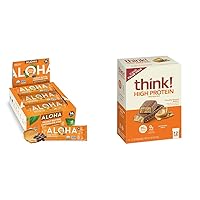 Organic Plant Based Protein Bars |Peanut Butter Chocolate Chip | 1.98 Oz (Pack of 12) + think! High Protein Creamy Peanut Butter Bars | 2.1 Oz per Bar | 12 Count