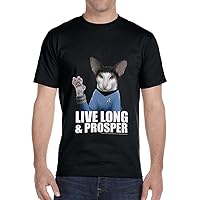 Star Trek Mens' Spock Cat Live Long and Prosper Crewneck T-Shirt