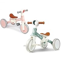 LOL-FUN 4 in 1 Toddler Balance Bike for 1-4 Years Old Boys Girls Gift - Bundle Pink & Mint