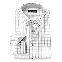 Paul Fredrick Men's Tailored Fit Comfort Stretch Non-Iron Check Dress Shirt