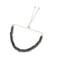 Black Spinel Jewelry Set - Silver Jewelry, Black Spinel Cube Sterling Silver Necklace 18
