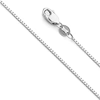 The World Jewelry Center 14k REAL Yellow OR White OR Rose/Pink Gold Solid 0.9mm Box Link Chain Necklace with Lobster Claw Clasp