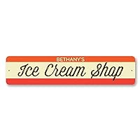 Ice Cream Shop Sign, Ice Cream Store Name Sign, Custom Sweets Lover Decor, Kitchen Aluminum Sign - 3 x 13