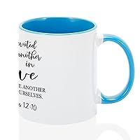Designer Cup Be Devoted to One Another in Love. Honor One Another Above Yourselves Funny Cup for Men Women Him Her Coffee Mug Novelty Birthday Gift 11OZ