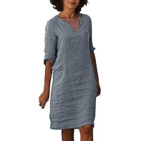 Women Half Sleeve V Neck Casual Hot Vacation Printed Short Mini Dress Little Dress Casual (d-Grey, M)