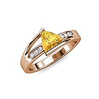 Trillion Cut Citrine & Diamond 1 ctw Women Engagement Ring 10K Gold