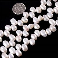GEM-Inside Freshwater Pearl Gemstone Loose Beads Natural 5-6X7-8mm Oval White Energy Power Beads for Jewelry Making 15
