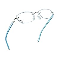 Rimless Blue Light Blocking Reading Glasses with Customize Lens Reduce Eyestrain with diamond Stylish for Women