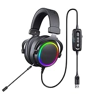 Headset RGB Light-Emitting Noise-Cancelling Headphones,Gaming Headset with Microphone 7.1surround Cool Design Gaming Headphones for Pc Mobile Phone Xbox Game Earphone