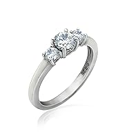 Amazon Collection Platinum or Gold Plated Sterling Silver Round 3-Stone Ring made with Infinite Elements Zirconia