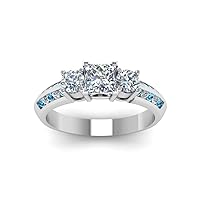 Choose Your Gemstone 3 Stone Channel Accent 925 Sterling Slver Princess Shape Casual Wear Diamond CZ Engagement Rings Matching Wedding Jewelry Easy to Wear Gifts : US Size 4 to 12