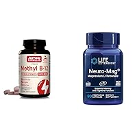 Jarrow Formulas 5000mcg Methyl B-12 Chewable Tablets & Life Extension 90ct Magnesium L-Threonate Capsules Brain Health Supplement Bundle