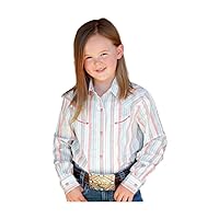 Girls' Peach Striped Snap Western Shirt