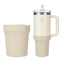 Silicone Boot for Stanley Cup 40oz,Beige Boot Sleeve Cover Fit with Stanley H2.0 and Quencher Adventure Tumbler Accessories (Cream, 40 oz)