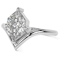 Moissanite Solid 14k White Gold 4-Prong Petite Twisted 1.0 CT Duchess Marquise Cut Diamond Engagement Ring Promise Bridal Ring