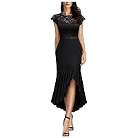 XJYIOEWT Maxi Dress for Women Beach Vacation Y2K,Women's New Lace Dress Evening Dress Split Hem Hanging Flare Dress Long