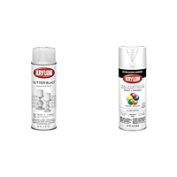 Krylon K03804A00 Glitter Blast Glitter Spray Paint for Craft Projects, Diamond Dust, 5.75 oz & K05545007 COLORmaxx Spray Paint and Primer for Indoor/Outdoor Use, Gloss White 12 Oz (Pack of 1)