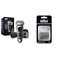 Electric Razor for Men, Series 8 8457cc Electric Foil Shaver with Precision Beard Trimmer, Galvano Sliver & Series 8 Electric Shaver Replacement Head - 83M