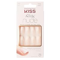Kiss Salon Acrylic Nude French 28 Count Medium Length Tapered (Pack of 3)