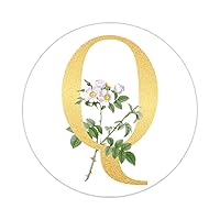 Monogram Initial Q Stickers 50 Pcs Alphabet White Floral Decals Stickers Monogram Letter Waterproof Sticker Labels Kawaii Sticker for Tumbler Water Bottle Cup Car Window Laptop 2inch