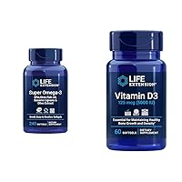 Super Omega-3 EPA/DHA Fish Oil, Sesame Lignans & Olive Extract - Omega 3 Supplement & Vitamin D3 125 mcg (5000 IU), Bone Health, Brain Performance, Immune System Support
