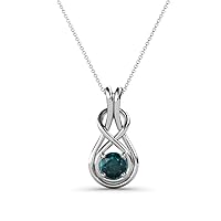Round London Blue Topaz 1/4 ct Womens Solitaire Infinity Love Knot Pendant Necklace 16 Inches 925 Sterling Silver Chain