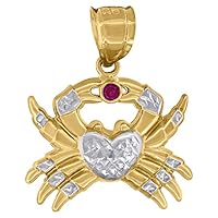 10k Two tone Gold Men CZ Cubic Zirconia Simulated Diamond Zodiac Sign Cancer Pendant Necklace Jewelry for Men