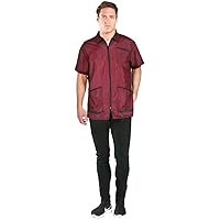 Betty Dain Premier Barber Jacket, Soft, Lightweight, Water Resistant Nylon Repels Hair, Zippered Front, Two Angled Lower Pockets with Zippered Bottoms, Angled Chest Pocket, Burgundy, L