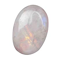 REAL-GEMS Genuine Pure Natural Moonstone Oval Stone 30.00 Ct Certified Cabochon Moonstone Blue Flash Moonstone for Jewelry