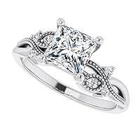 JEWELERYYA 2 CT Princess Cut Colorless Moissanite Engagement Ring, Wedding/Bridal Ring, Halo Style, Solid Sterling Silver, Anniversary Bridal Jewelry, Lovely Ring For Wife